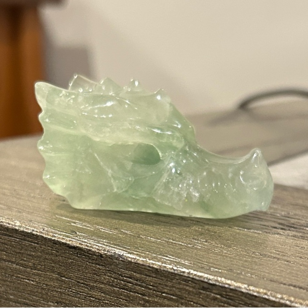 Green Fluorite Dragon Head Crystal Figurine